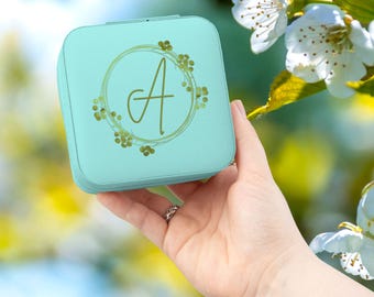 Personalized Jewelry Travel Case | Monogram Initial Organizer, Elegant Travel Gift, Wedding Favor, Bridesmaid Gift, Custom Accessories Box