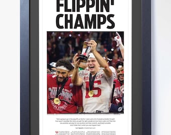 2025 Indiana Football 13-0 “Flippin Champs” – Big 10 Win vs Ohio Football Framed Newspaper