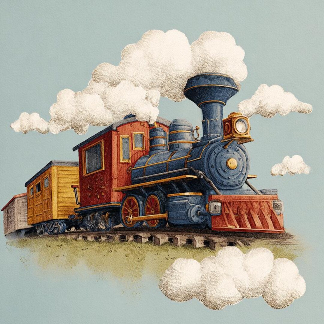 12 Inch Train Colorful Train Nursery Print | Playroom Wall Art (12x12 Inches Digital ...
