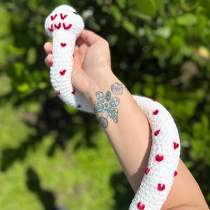 Amigurumi Snake, Crochet Snake, White and Red Snake, Stuffed Animal