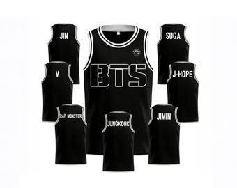 Camiseta de baloncesto personalizada con nombre y número para fans de BTS, jugadores para adultos, regalo para fans de BTS, fans del Kpop para niñas y mujeres.