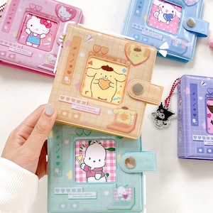 キーチェーン付きかわいいミニフォトカードバインダー、Kポップフォトカードホルダー、ポラロイドフォトブック、かわいいKポップトップローダー、ポラロイドストレージバインダー