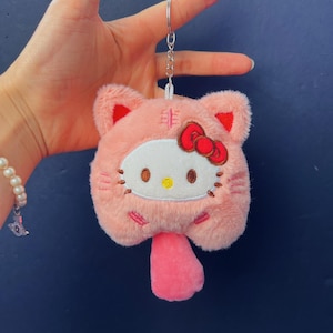 Hellokitty plushie Key Charms, cute cat plushie keychain, plushie charm for backpack, purse, key, kawaii animal plushies, gift for her