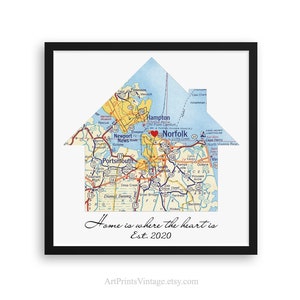 New Home Housewarming Gift, Personalized Map, Realtor First Home Gift, Latitude Longitude, New Homeowner, Realtor Closing Gift image 1