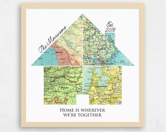 Anniversary Gifts for Parents, Map Art Meaningful Gifts for Mom and Dad, Parents Christmas Gift, Personalized Gifts, Custom House Map Print