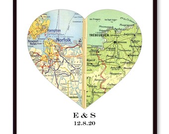 Met Engaged Custom Map Personalized Gift For Couple | Engagement Location Our Story Map Art Print