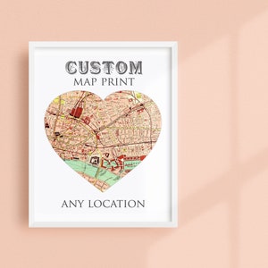 Personalized Map Print, Hometown Map Art, Custom City Vintage Map, Custom Map Art, Personalized Gift Poster image 1