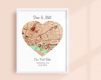 Custom Location Map for Where We Met, Our First Date or Where it All Began Personalized Gift - Thoughtful Bridal Shower or Anniversary Print