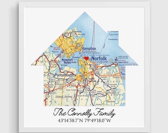 Map Personalized Housewarming Gift, Custom First Home Gift for Couple or New Homeowner, Our First House Map Art Print