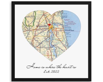 Custom Map Moving Away Housewarming Gifts for Family/Friends | Long Distance Going Away Personalized Heart Map Print
