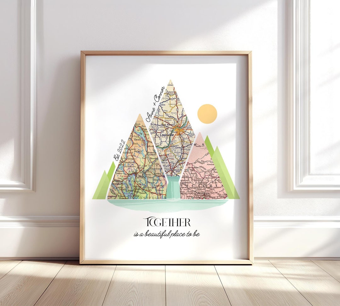 Personalized Map Rectangle Wall Art - Best Gift For Couple - Custom Name, Date & Location main image 0