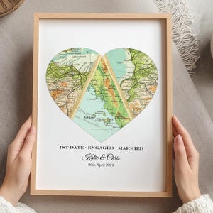 Custom Map Wedding Anniversary Present for Mom and Dad, Met Engaged Married/Live, Our Story Family Gift, Personalized Mothers Day Art Print