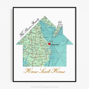 New Home Housewarming Gift, Personalized Map, Realtor First Home Gift, Latitude Longitude, New Homeowner, Realtor Closing Gift image 5