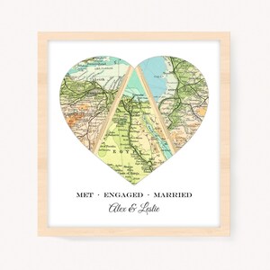 Custom Map Wedding Anniversary Present for Mom and Dad, Met Engaged Married/Live, Our Story Family Gift, Personalized Mothers Day Art Print