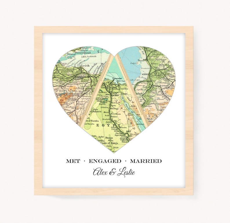 Custom Map Wedding Anniversary Present for Mom and Dad, Met Engaged Married/Live, Our Story Family Gift, Personalized Mothers Day Art Print