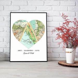 Personalized Heart Map Gift for Couples | Our Story Map Wedding/Anniversary Gift | Custom Locations, Map Art Print
