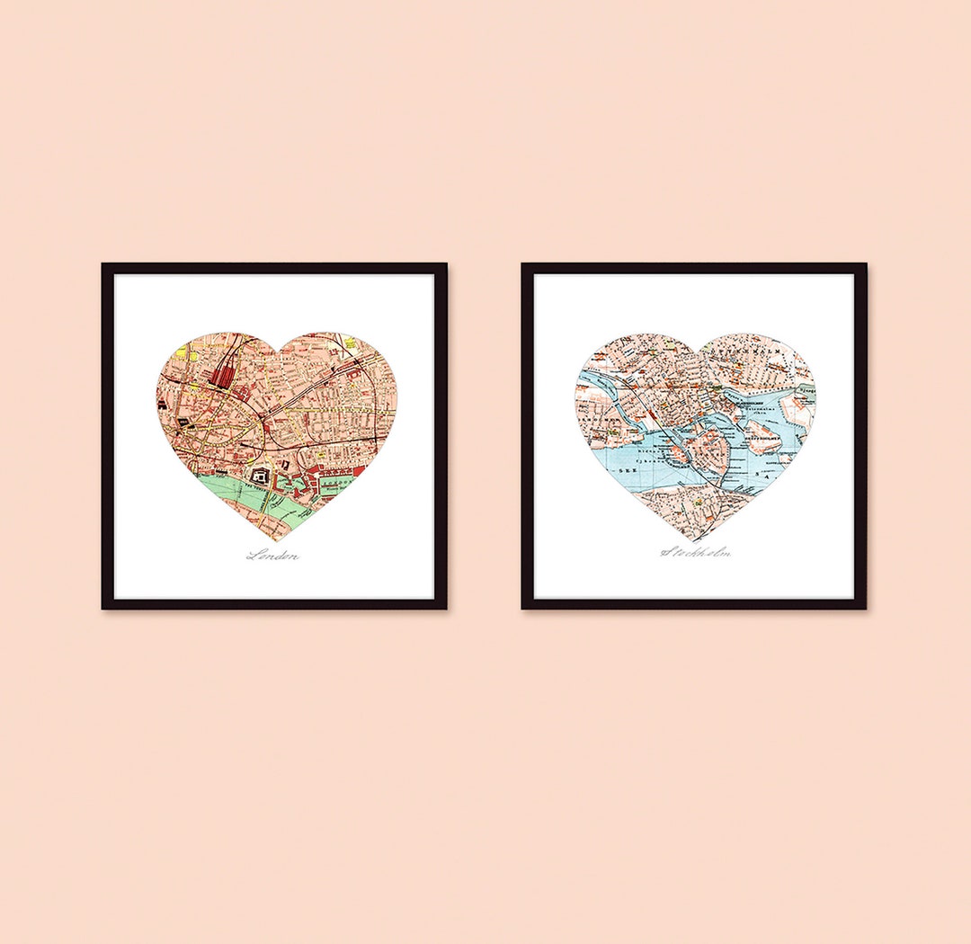 Personalized Map Prints, Anniversary Gift, Travel Maps Gift for Husband ...
