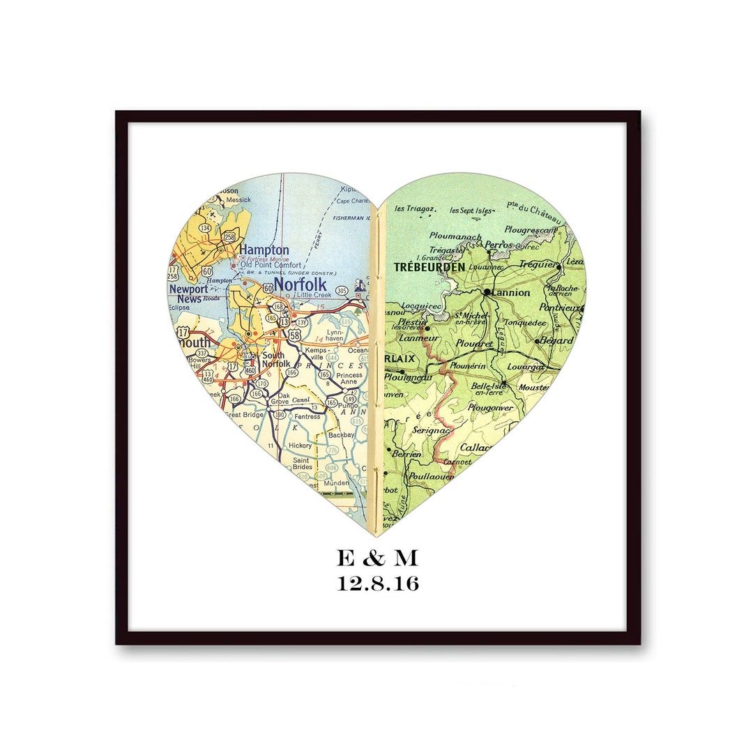 Personalized Wedding Map Gift for Couples | Unique Wedding Gift, Map ...