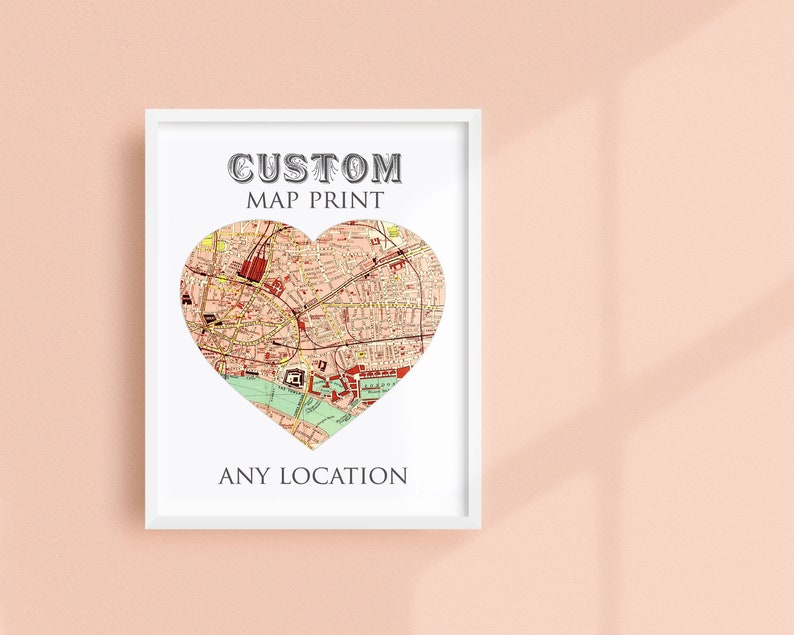 Personalized Map Print, Hometown Map Art, Custom City Vintage Map, Custom Map Art, Personalized Gift Poster image 1