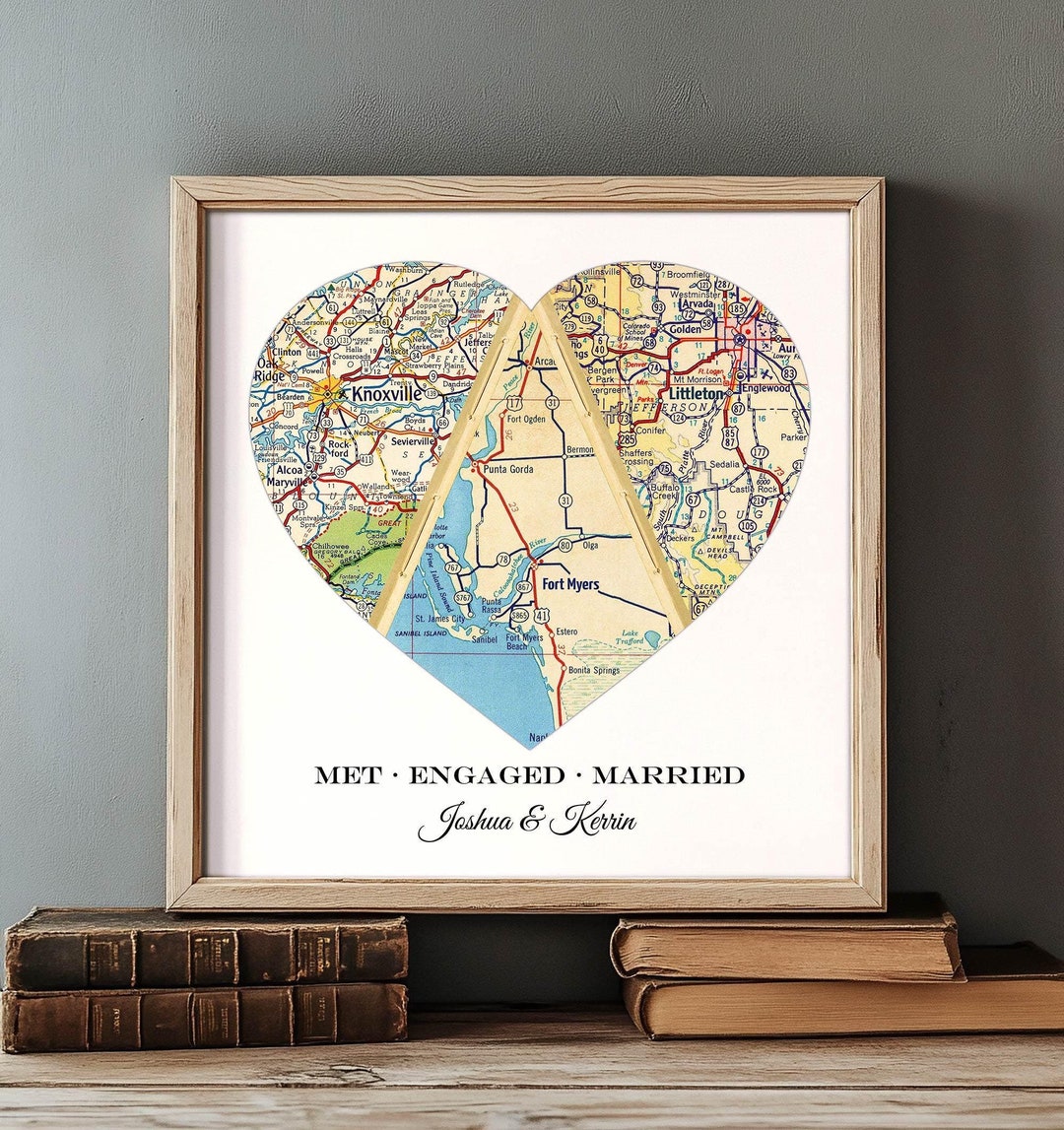 Couples Travel Map Art Print | Custom Wedding Anniversary Gifts for ...