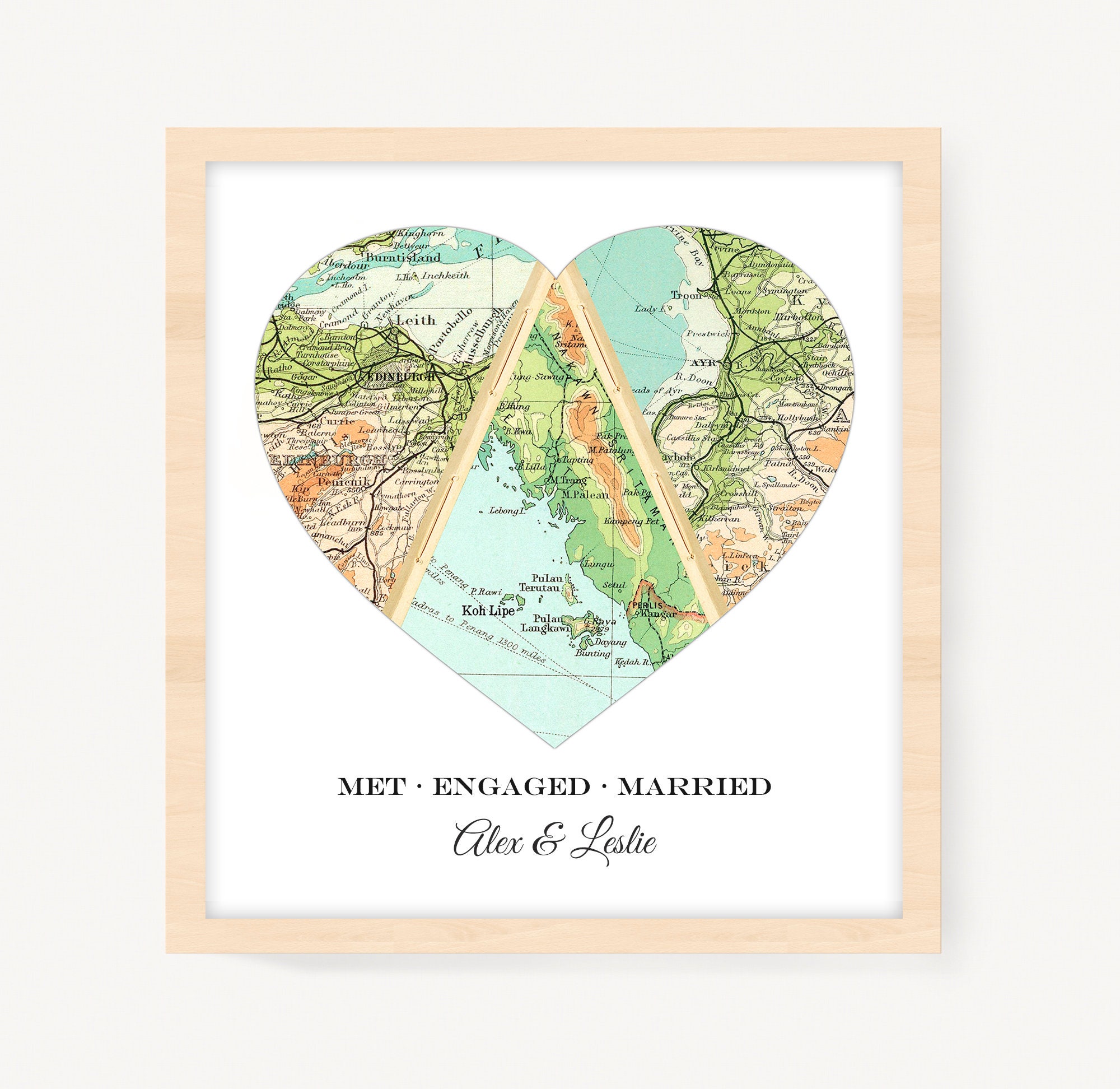 Custom Map Art | Meaningful Places Map Trio: Gold Style | Custom Map ...
