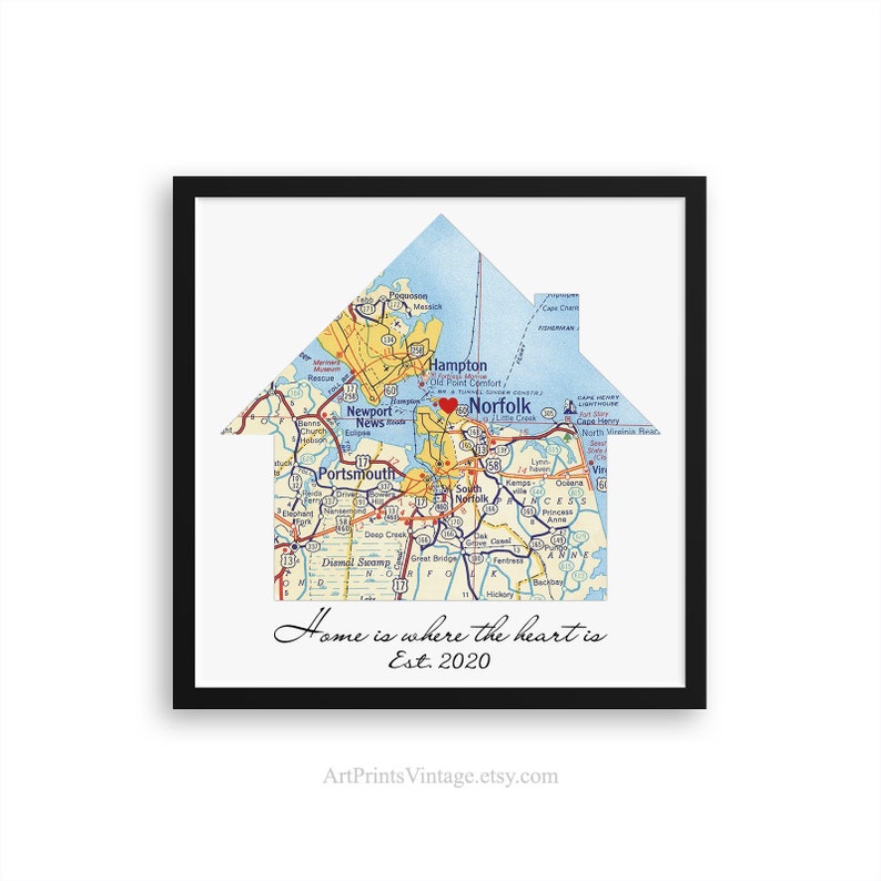 New Home Housewarming Gift, Personalized Map, Realtor First Home Gift, Latitude Longitude, New Homeowner, Realtor Closing Gift image 1