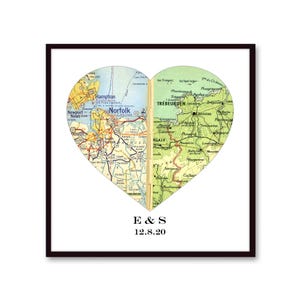 Custom Heart Map Print for Long Distance/Going Away Gift for Friends/Family | Personalized Couples Map Art