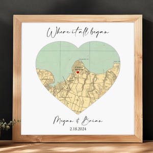 Custom Heart Map Print Where it All Began Anniversary Gift | Personalized Where We Met Map Couples Gift, Custom City Map Art