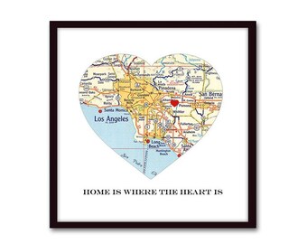 Personalized Heart Map Long Distance Relationship Gift, Going Away Gift, Housewarming Gift for Family, New Home Moving Away Custom Map Print