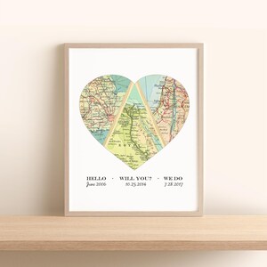 Personalized Heart Map Gift for Couples | Our Story Map Wedding/Anniversary Gift | Custom Locations, Map Art Print