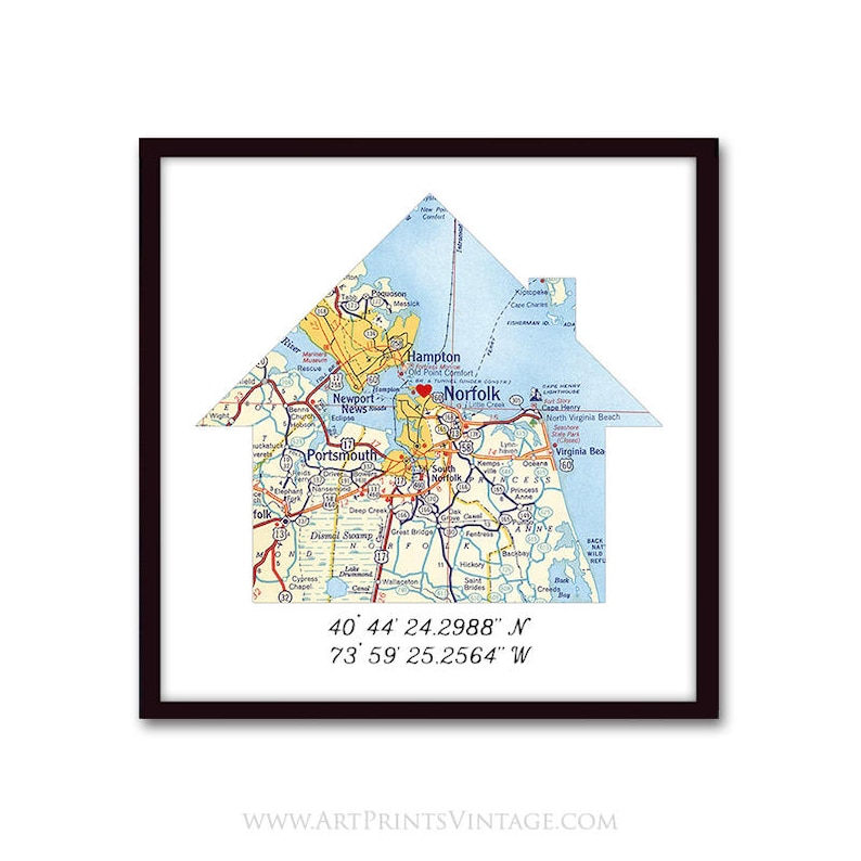 New Home Housewarming Gift, Personalized Map, Realtor First Home Gift, Latitude Longitude, New Homeowner, Realtor Closing Gift image 6