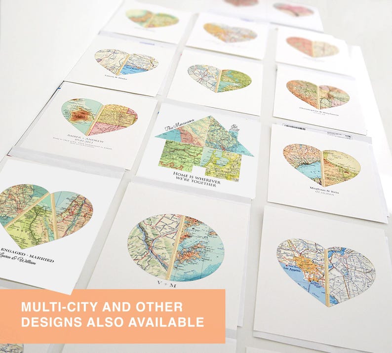 Personalized Heart Map Gift for Couples | Our Story Map Wedding/Anniversary Gift | Custom Locations, Map Art Print