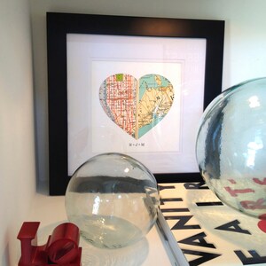 Heart Map Wedding Gift for Couple, Personalized Map Bridal Shower Gift, Anniversary Gift Engagements, Couples Map Gift Custom Map Art Print image 2