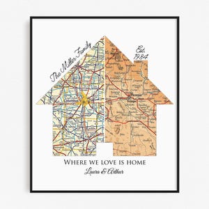 Custom Map New Home Housewarming Gift for Friends/Family | First Home Personalized Family Moving Away Gift, Custom City Map Wall Art Print