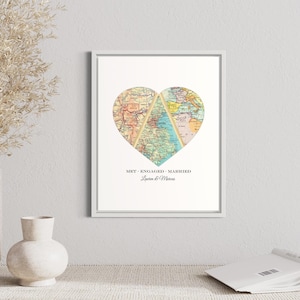 Personalized Heart Map Gift for Couples | Our Story Map Wedding/Anniversary Gift | Custom Locations, Map Art Print
