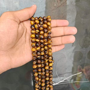 Tiger Eye Gemstone Beads: Natural Stone, 8mm, 15.5&quot; Strand