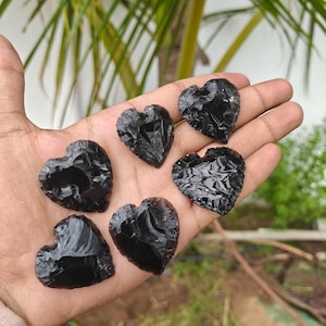 Black Obsidian Heart Carving: Pocket Protection Crystal, Healing Stone