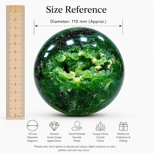 Natural Green Prehnite Druzy Sphere, Hand Polished Crystal Orb, Collector Display Home Décor