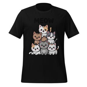 Stacked Cats MEOW T-Shirt – Cute Kawaii Cat Lover Tee for Pet Fans
