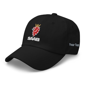 Saab Logo Embroidered Baseball Hat: Custom Text, Adjustable Strap