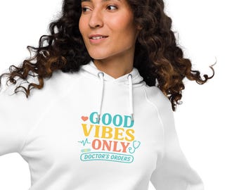 Good Vibes Only Raglan Hoodie | Nurse Gift Sweatshirt | Nurse Appreciation Week RN Healthcare Worker Gift