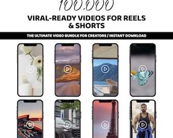 10万本のバイラル動画 | リール＆ショートコンテンツパック | TikTok、Instagram、YouTubeの成長を促すデジタルダウンロード