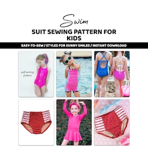 Patrones de costura de trajes de baño para niños – Paquete digital en PDF / Costura fácil de trajes de baño para niños y niñas
