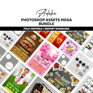 Kit de herramientas de Adobe Photoshop / Paquete de más de 1000 recursos creativos: pinceles, plantillas PSD, efectos y maquetas.