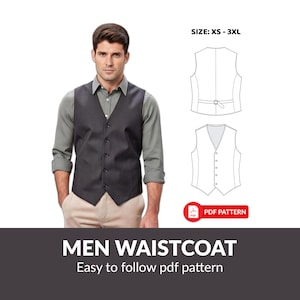 PDF-patroon herengilet | Naaisjabloon herenvest | Direct downloaden