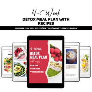Detox-Plan mit Rezepten PDF | 4-Wochen-Speiseplan | Sauberes Essen Printable | Gesundheits-Reset-Bundle