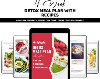 Detox-Plan mit Rezepten PDF | 4-Wochen-Speiseplan | Sauberes Essen Printable | Gesundheits-Reset-Bundle