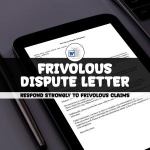 Frivolous Dispute Letter Template: Credit Report Error Removal (Digital Download