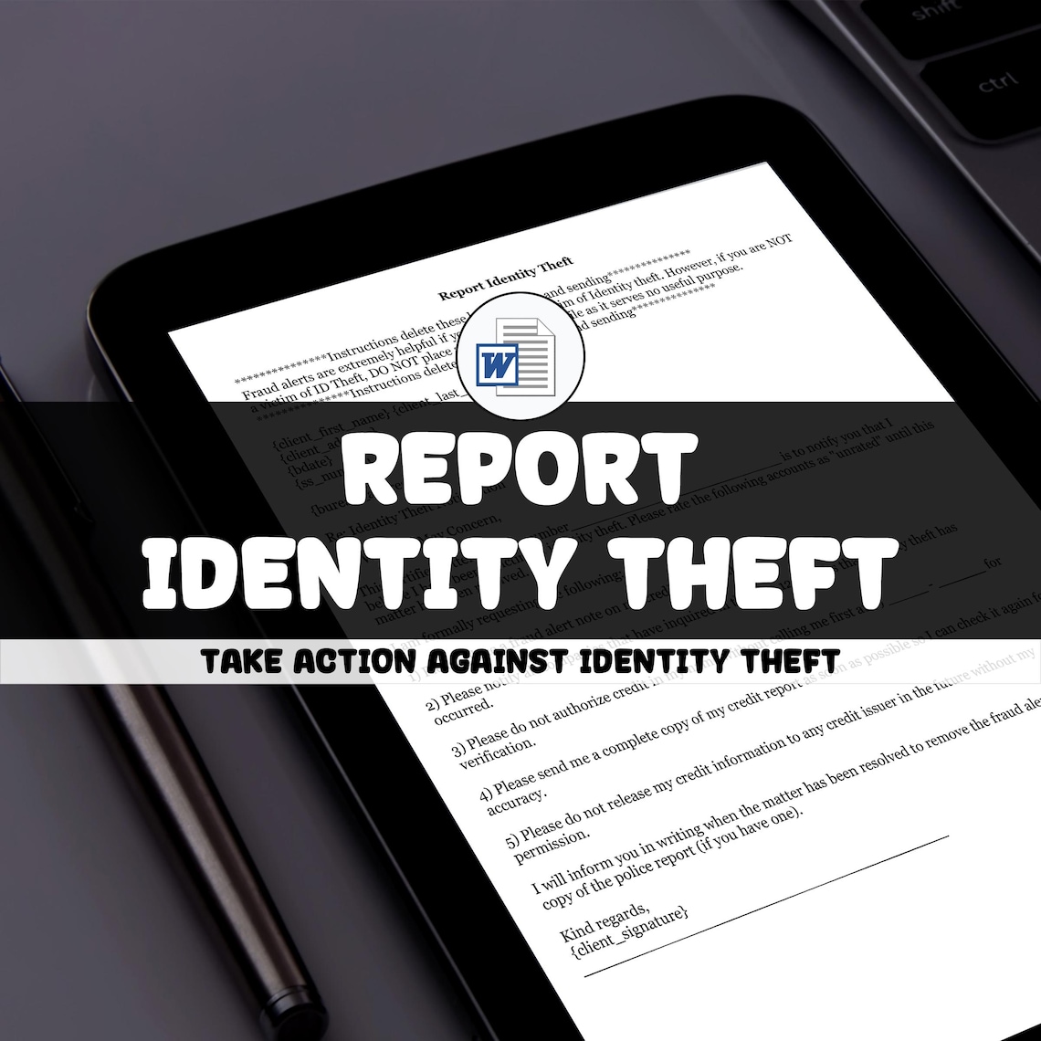 Identity Theft Report Template: Printable Fraud Form (instant Download ...