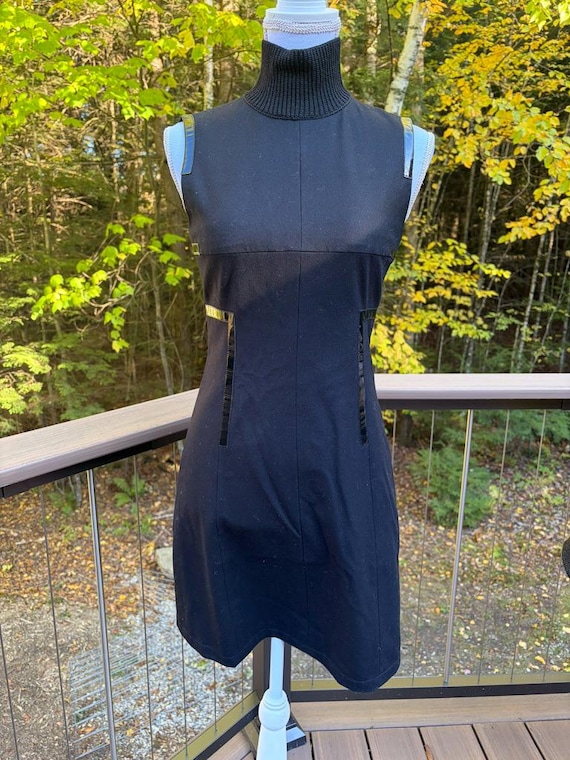 Akris, Vintage AKRIS PUNTO Wool Black Dress with Accents